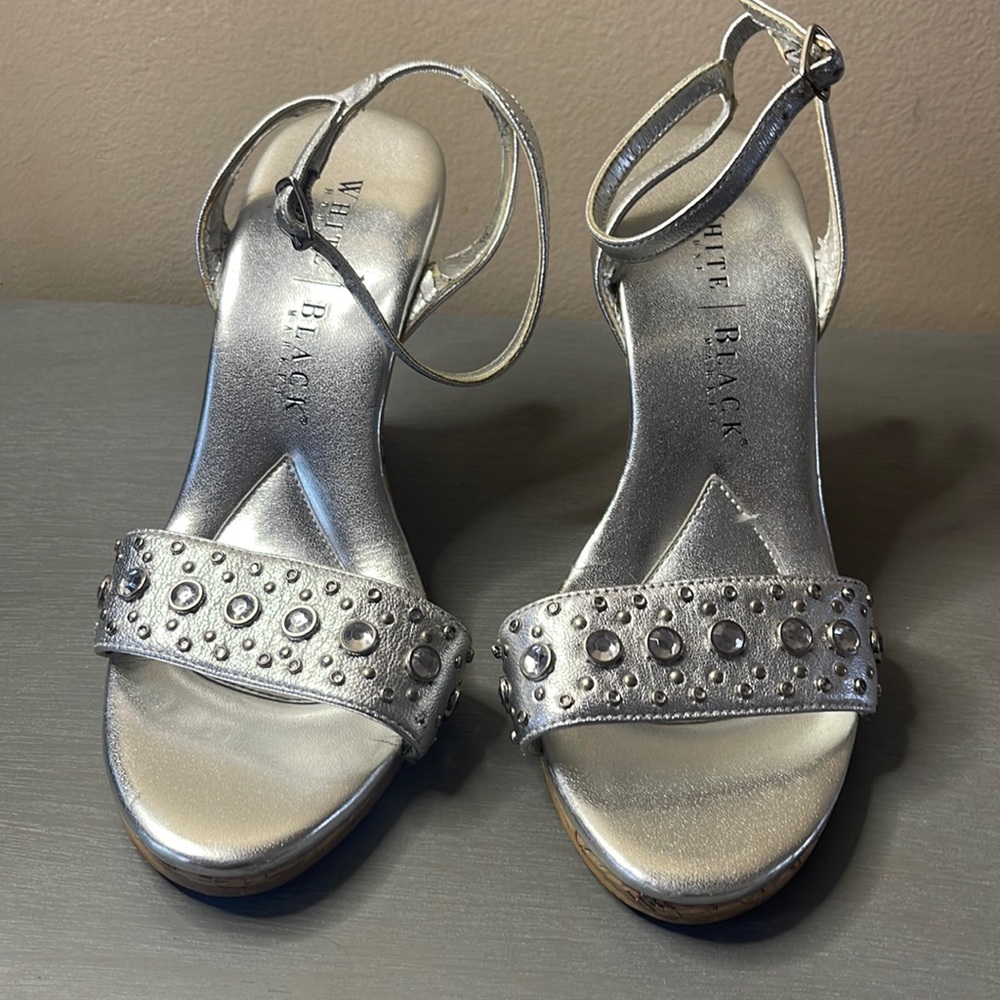 Silver wedges. Size 6.5. Brand is White House Black Market.